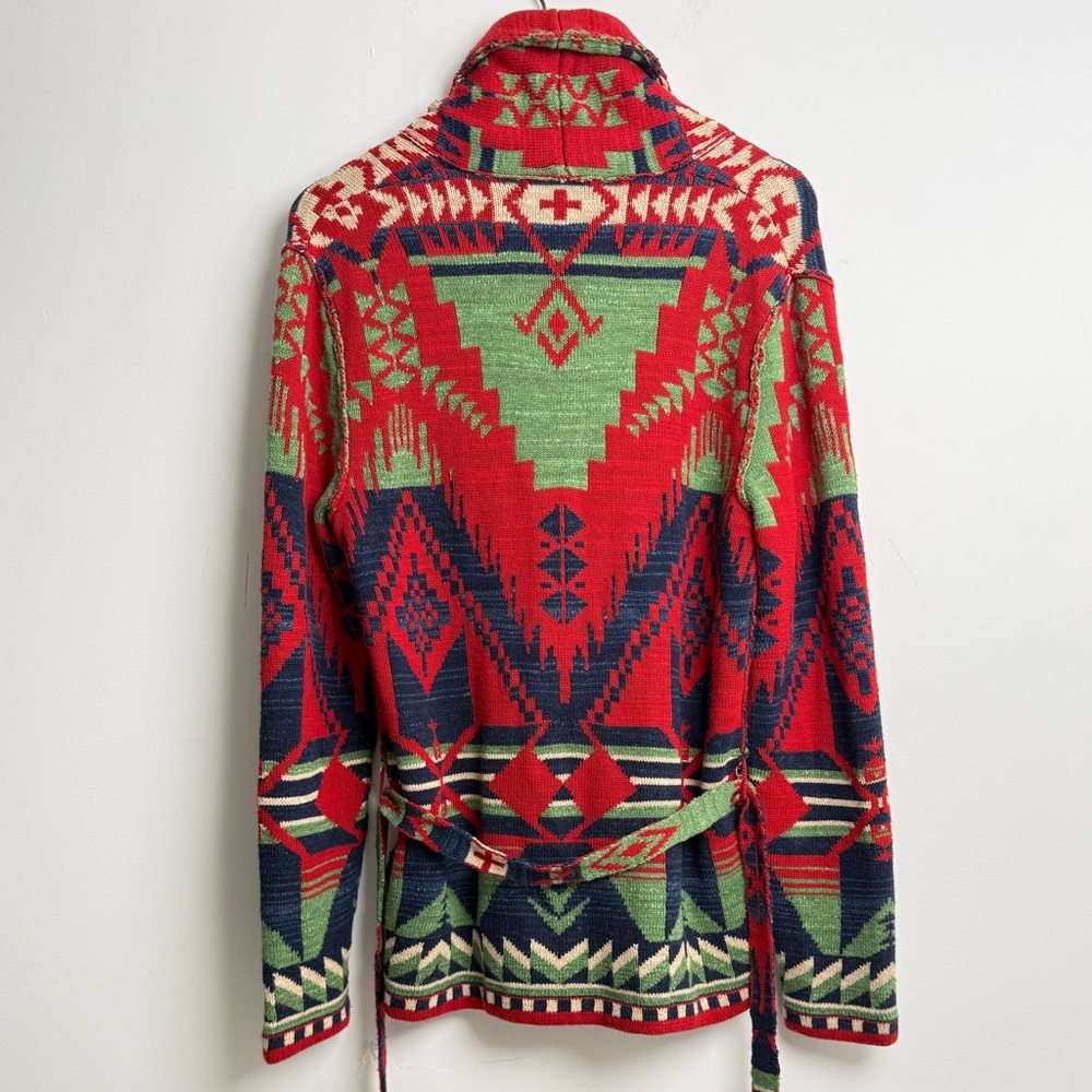 Polo Ralph Lauren Southwestern Shawl Collar Cardigan Belted Navajo Knit Jacket S - Picture 7 of 12